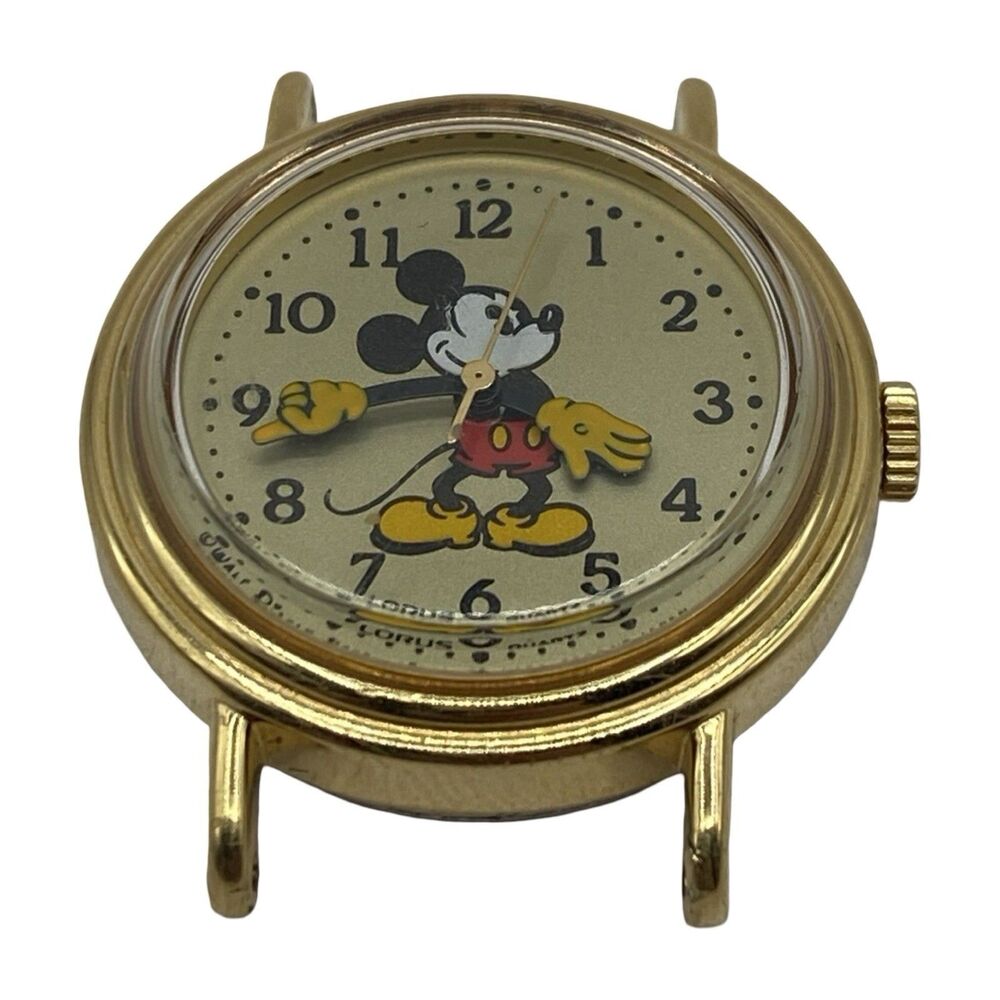Vintage Lorus Mickey Mouse Watch 26mm Gold Tone Y481-1190 Rare Needs Battery